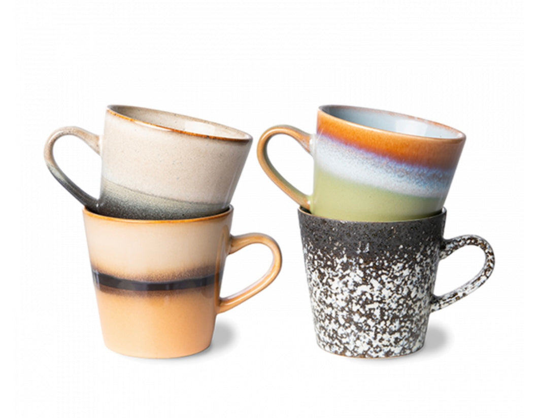 HKliving Americano mokken 70’s ceramics - set van 4 (ACE7041)